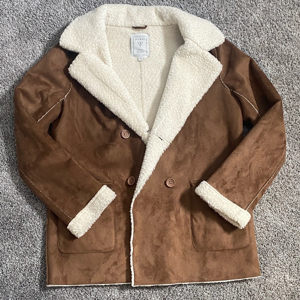 Brown suede coat , Guess brand, only worn once